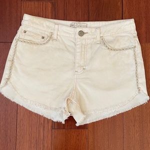 Free People Cream Cut Off Denim Shorts 28